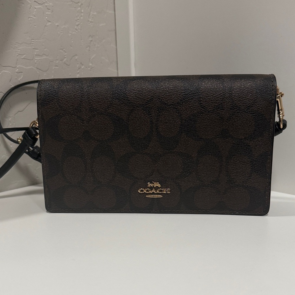Authentic Coach Black and Brown Signature Crossbody Bag